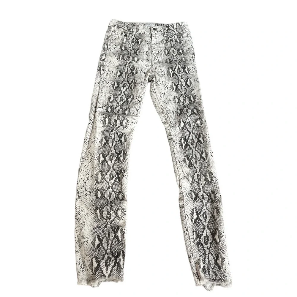 Zara Snake Pattern Skinny Jeans White Black Size 4